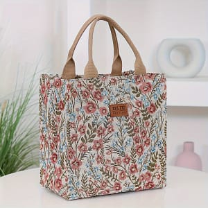 Dliu Vintage Floral Nylon Tote Bag – Large Capacity, Portable With Zipper Closure, Foldable & Shopping Clothing, Shoes & Jewelry Shop Online at Dubai Trades 2