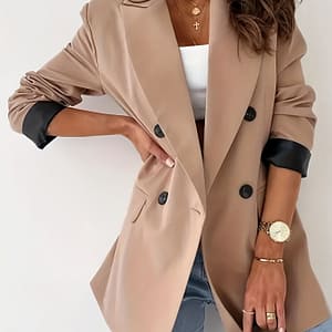 Double Breasted Lapel Collar Blazer, Elegant Long Sleeve Blazer For Work & Office, Women’s Clothing Clothing Shop Online at Dubai Trades