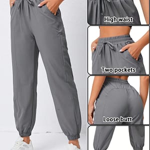 Drawstring Elastic Waist Jogger Pants, Slant Pockets Quick Drying Workout Pants, Women’s Activewear Active Shop Online at Dubai Trades