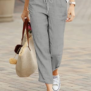 Drawstring Waist Pants, Casual Straight Leg Pants With Pocket For Spring & Fall, Women’s Clothing Clothing Shop Online at Dubai Trades