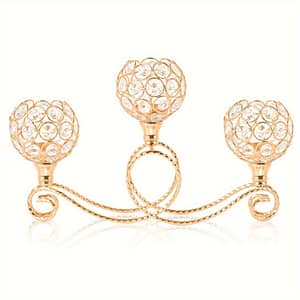 Elegant 3-arm Holder With Pendant – Wedding, Anniversary, Birthday Centerpieces & Romantic Dinners – Ideal For Home Decor, Halloween, Christmas, New Year Candlesticks Shop Online at Dubai Trades