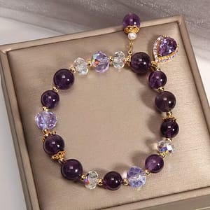Elegant Amethyst Heart Pendant Bracelet Crystal Beads For Women – Chic Handcrafted Jewelry, High-grade, Exquisite Arts, Crafts & Sewing Shop Online at Dubai Trades
