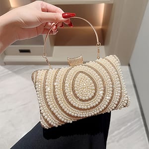 Elegant Beige Pearl & Rhinestone Clutch – Vintage-inspired Magnetic Closure, Weddings & Formal Events, Formal Evening Bag|vintageinspired Design|magnetic Closure Bag Clothing, Shoes & Jewelry Shop Online at Dubai Trades