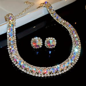 Elegant Crystal Necklace And Earrings Set – Luxurious Rhinestone Jewelry For Women, Parties & Banquets Clothing, Shoes & Jewelry Shop Online at Dubai Trades