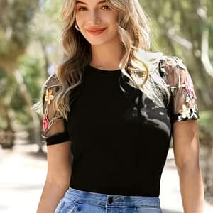 Women’s Floral Lantern Sleeve Tie Shirt Blouses Shop Online at Dubai Trades 3