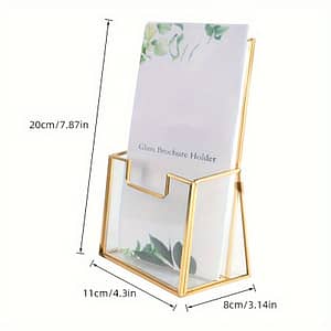 Elegant Golden Glass Brochure Holder – Sleek Slanted For 4×8″ Materials, Office & Trade Show Display Office & School Supplies Shop Online at Dubai Trades
