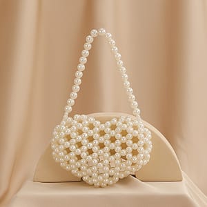 Elegant Handmade Heart-shaped Pearl Bag, , Summer Fashion Accessory For Women Clothing, Shoes & Jewelry Shop Online at Dubai Trades