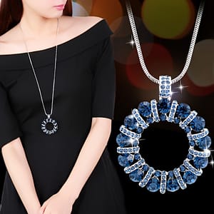 Elegant Korean Style Rhinestone Embellished Alloy Pendant Necklace, Versatile Long Chain For Women, With Sparkling Round , For And Special Occasions, Long Necklace Clothing, Shoes & Jewelry Shop Online at Dubai Trades
