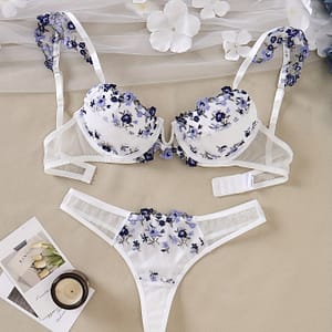 Elegant Lingerie Set, Floral Embroidery Mesh Cami Bra & Panties, Women’s Lingerie & Underwear Clothing Shop Online at Dubai Trades