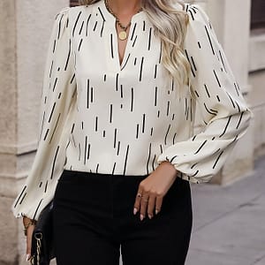 Women’s Chic Embroidered Long Sleeve Shirt, 100% Polyester, Woven Fabric, 120g/m², Lapel Collar, Spring/summer Fashion, Loose Protection Top Blouses Shop Online at Dubai Trades 4