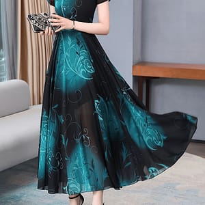 Elegant Polyester Women’s Dress With Print, Round Neck, /autumn , Hand Wash , No Stretch, No See-through Clothing Shop Online at Dubai Trades