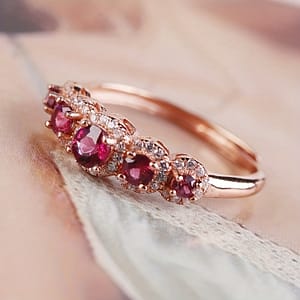 Elegant S925 Sterling Silveryy Natural Garnet Ring – Luxurious Red Open Style With Sparkling Accents, Rose Golden Plated, Special Occasions, Gift For Clothing, Shoes & Jewelry Shop Online at Dubai Trades