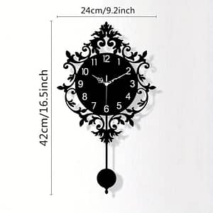 Elegant Silent Carved Hollow Wall Clock With Ornate – Black Acrylic Modern Home Decor For Living Room, Kitchen, Or Office – Battery Operated (aa Batteries Not Included) Clocks Shop Online at Dubai Trades