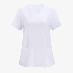 Elegant V-neck Scrub Top For Women – Solid Color, Short Sleeve With Dual Pockets, Machine Washable Clothing Shop Online at Dubai Trades