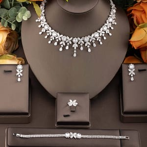 Elegant Wedding Jewelry Set Sparkling Shape Inlaid Necklace Bracelet Middle Eastern Suitable For Weddings, Banquets, Parties, Gifts Clothing, Shoes & Jewelry Shop Online at Dubai Trades