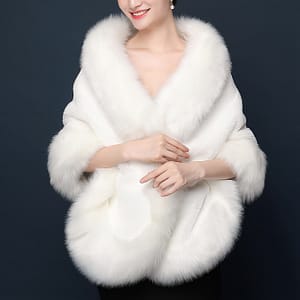 Elegant White Fur Shawl – Soft, Warm & Windproof For Weddings, Parties & Winter Events Accessories Shop Online at Dubai Trades