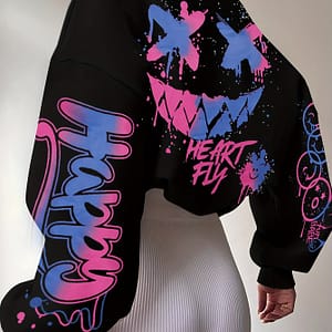 Elegant Women’s Fashion Sweatshirt With Letter Print – Crew Neck, Long Sleeve, Stretchy Polyester Blend, Machine Washable – Fall/winter Clothing Shop Online at Dubai Trades