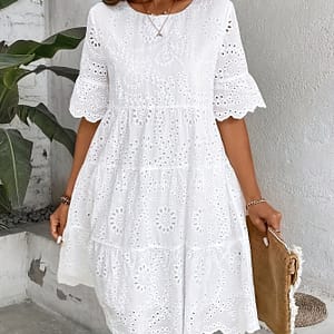 Embroidered Dress With A Hollowed-out Lining In A . Clothing Shop Online at Dubai Trades