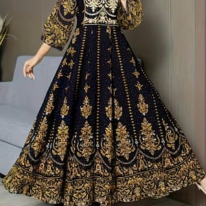 Embroidered V-neck Tunic Dress With Belt – Polyester, , Adult, Woven, 107 G/m² Clothing Shop Online at Dubai Trades