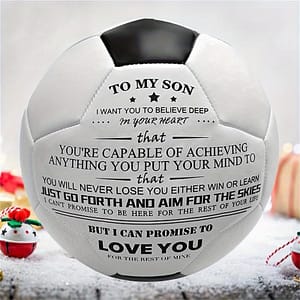Engraved Soccer Ball For Son – Perfect Gift For Graduation, Birthday, Holiday | Pu Material, Indoor/outdoor Play | Encouraging Message, White Balls Shop Online at Dubai Trades