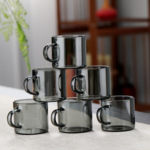Espresso Cups Set Of 6pcs, 3.15oz Glass Espresso Coffee Cups, Small Espresso Mugs With Handle For Hot Or Cold Latte, Tea, Gift For Espresso Lovers, Microwave Dishwasher Safe Dining & Entertaining Shop Online at Dubai Trades