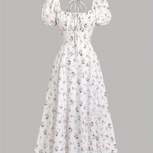 European And American Fast Fashion Romantic Small Floral Dress Sweet Date Play Front, Middle And Back Straps Clothing Shop Online at Dubai Trades