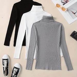 European And Fashion High-neck Fitted Sexy Ribbed Sweater Set Clothing Shop Online at Dubai Trades 2