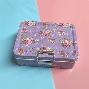 European Style Printed Buckle Small Iron Box Double Layer Storage Box For Jewelry And Cards With Floral Lid Storage Box Decorative Accessories Shop Online at Dubai Trades