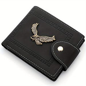 Fashion Eagle Wallet For Men, Zipper Snap Coin Credit Card Bag, Frosted Pu Leather Clip For Men Accessories Shop Online at Dubai Trades