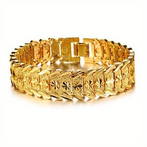 Fashion Jewelry Golden Plated Jewelry Fashion Men’s Golden Plated 18k Golden Bracelet Hand Holiday Gift Bracelets Shop Online at Dubai Trades