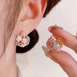 Fashionable And Versatile Colorful Zirconia Flower Earrings Clothing, Shoes & Jewelry Shop Online at Dubai Trades