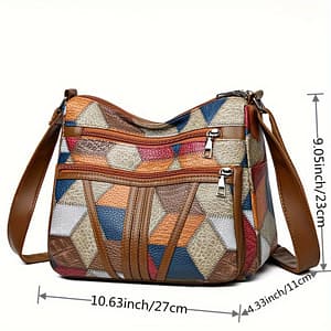 Fashionable Geometric Pattern Shoulder Bag, Large Capacity Crossbody Bag With Zipper Closure Clothing, Shoes & Jewelry Shop Online at Dubai Trades