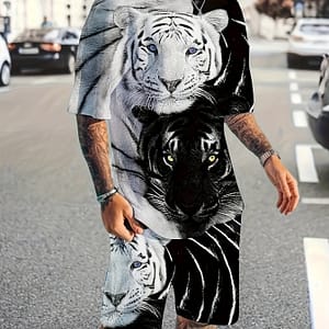 Fashionable Men’s Short Sleeve Shorts Summer Cool Men’s 3d Printed Short Sleeve Set Casual Breathable Short Sleeve Shorts Set Clothing Shop Online at Dubai Trades