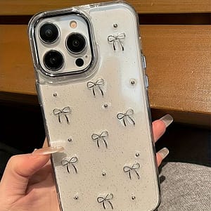 Fashionable Three-dimensional Bow Phone Case For Iphone 12, 13, 14, 15 Plus, And 15 Pro Max Series Basic Cases Shop Online at Dubai Trades