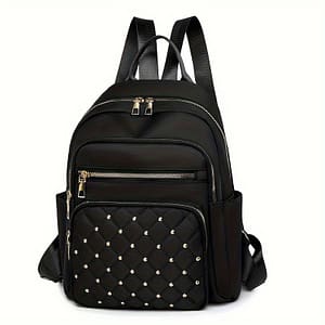 Fashionable Travel Backpack With Quilted Design And Adjustable Shoulder Straps – Black, Nylon Material, Lightweight, And Backpacks Shop Online at Dubai Trades
