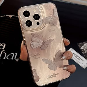 Feather Pink Butterfly Mobile Phone Case Suitable For All-inclusive Anti-fall Protective Cover Creative Simple For Iphone 11/12/13/14/15 Pro Plus Max Basic Cases Shop Online at Dubai Trades