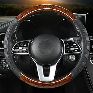 Fit Pu Leather Steering Wheel Cover With Wood Grain Pattern, Non-slip Breathable Design For – Accessory Automotive Shop Online at Dubai Trades