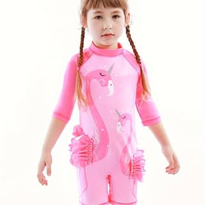 Flamingo Princess Graphic Long Sleeve Swimsuit Cartoon Bathing Suit Summer Gift 1-8y Clothing Shop Online at Dubai Trades