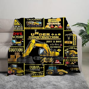 Flannel Throw Blanket With Excavator Design – Soft, For Couch, Bed, Office, And Travel – Machine Washable Bed Blankets Shop Online at Dubai Trades