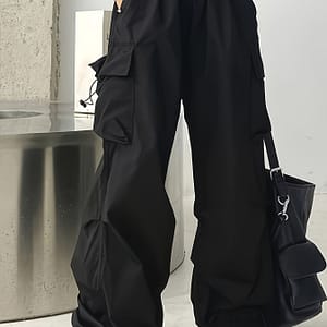 Flap Pockets Wide Leg Cargo Pants, Casual Drawstring Pants For , Women’s Clothing Clothing Shop Online at Dubai Trades