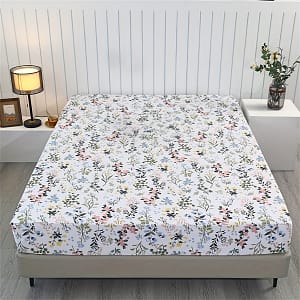 Floral Fitted Sheet Single Set Without Pillowcase 100% Polyester Suitable For In The Bedroom, Sheet Height 30cm Bedding Shop Online at Dubai Trades