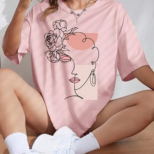 Floral Girl T-shirt, Crew Neck Drop Shoulder For , Women’s Clothing Clothing Shop Online at Dubai Trades