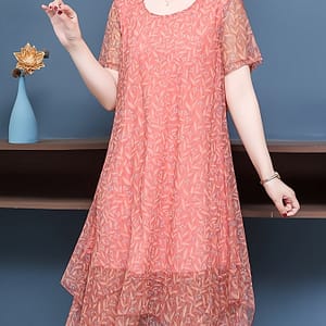 Floral Neck , Elegant Short Sleeve Irregular Hem Dress For , Women’s Clothing Clothing Shop Online at Dubai Trades 2