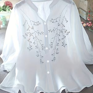 Floral Pattern Simple Blouse, Elegant Button Front Stand Collar Blouse, Women’s Clothing Blouses Shop Online at Dubai Trades