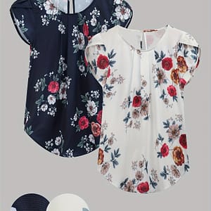 Floral Print Blouse 2 Pack, Vintage Sleeve Curved Hem Blouse For , Women’s Clothing Blouses Shop Online at Dubai Trades