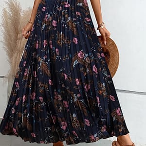 Floral Print Pleated A-line Skirt, Elegant High Waist Ankle Length Skirt For , Women’s Clothing Clothing Shop Online at Dubai Trades