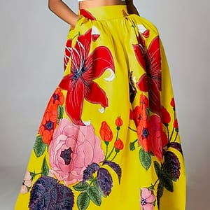 Floral Print Skirt, Elegant High Waist Maxi Skirt For Spring & Fall, Women’s Clothing Clothing Shop Online at Dubai Trades