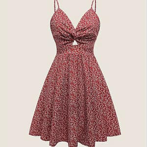 Floral Print Twist Front Cami Dress, Elegant Cut Out Dress For , Women’s Clothing Clothing Shop Online at Dubai Trades