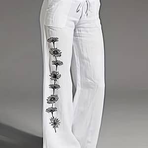 Floral Print Wide Leg Pants, Casual Loose Pants For Spring & Fall, Women’s Clothing Clothing Shop Online at Dubai Trades