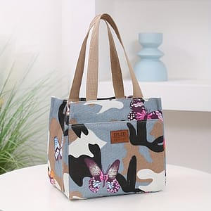 Flower Patterned Aluminum Foil Lunch Bag With Thick Insulation Layer And Front Zippered Pocket For Work And School Handbag Clothing, Shoes & Jewelry Shop Online at Dubai Trades